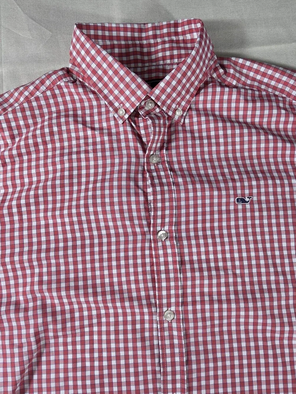 Vineyard Vines Whale Shirt Red Gingham Performance Button Down L